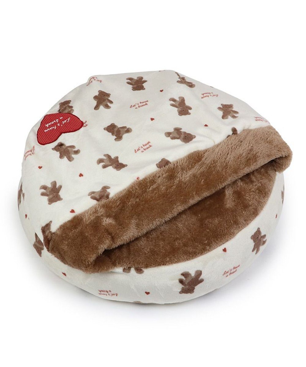 PET PARADISE ペットパラダイス 丸型寝袋 遠赤外線 《くまちゃん柄》 60cm 