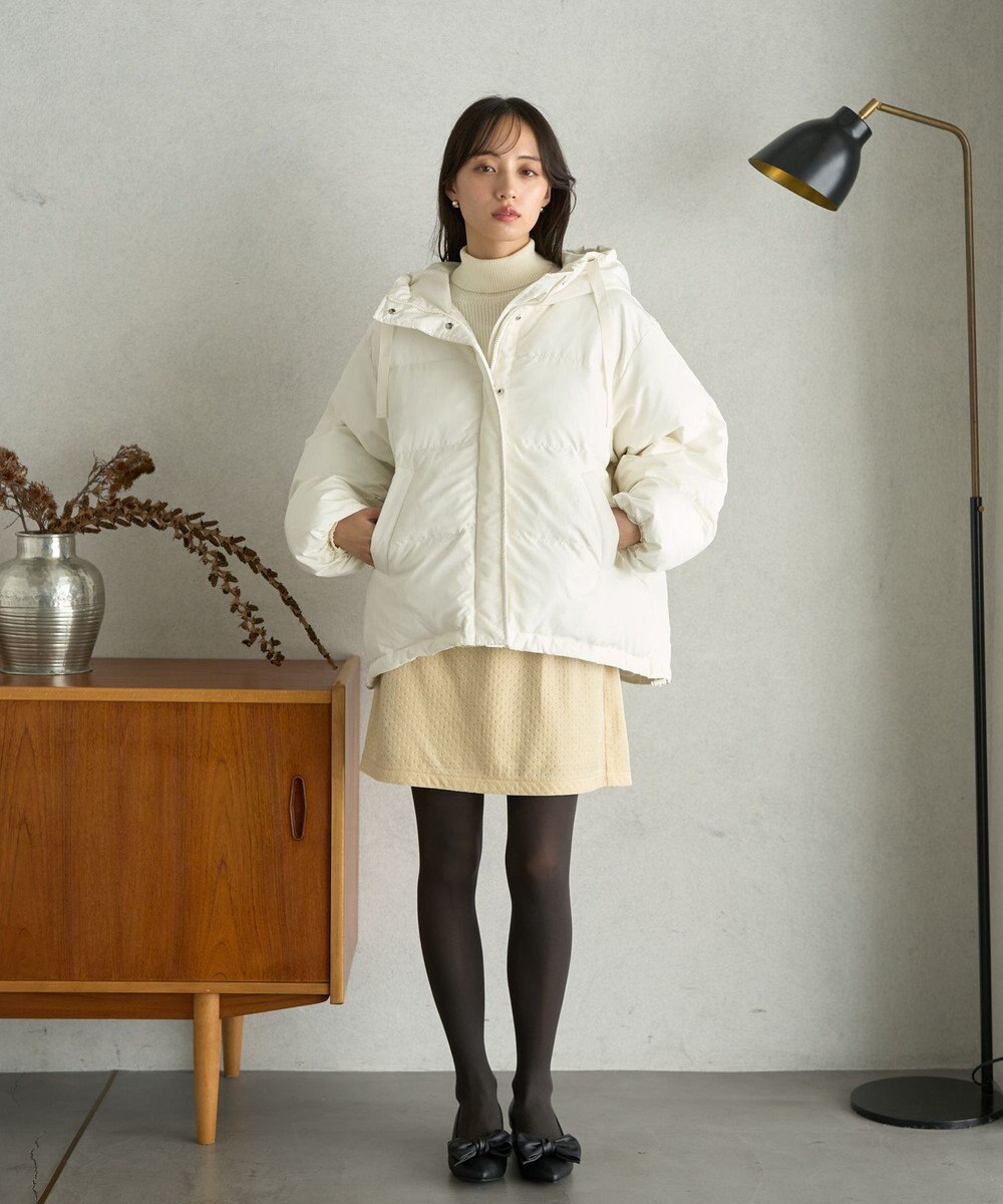 earth music&ecology フーディーパファーブルゾン 