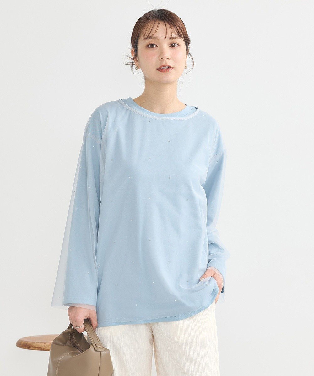 earth music&ecology ラインストーンチュールドッキングプルオーバー 