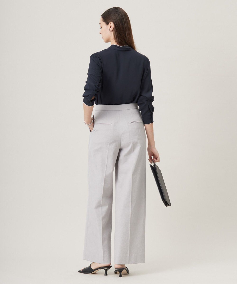 ICB L 【UVケア・速乾・接触冷感・洗える】BackSatinAmunzen 配色ボウタイブラウス 