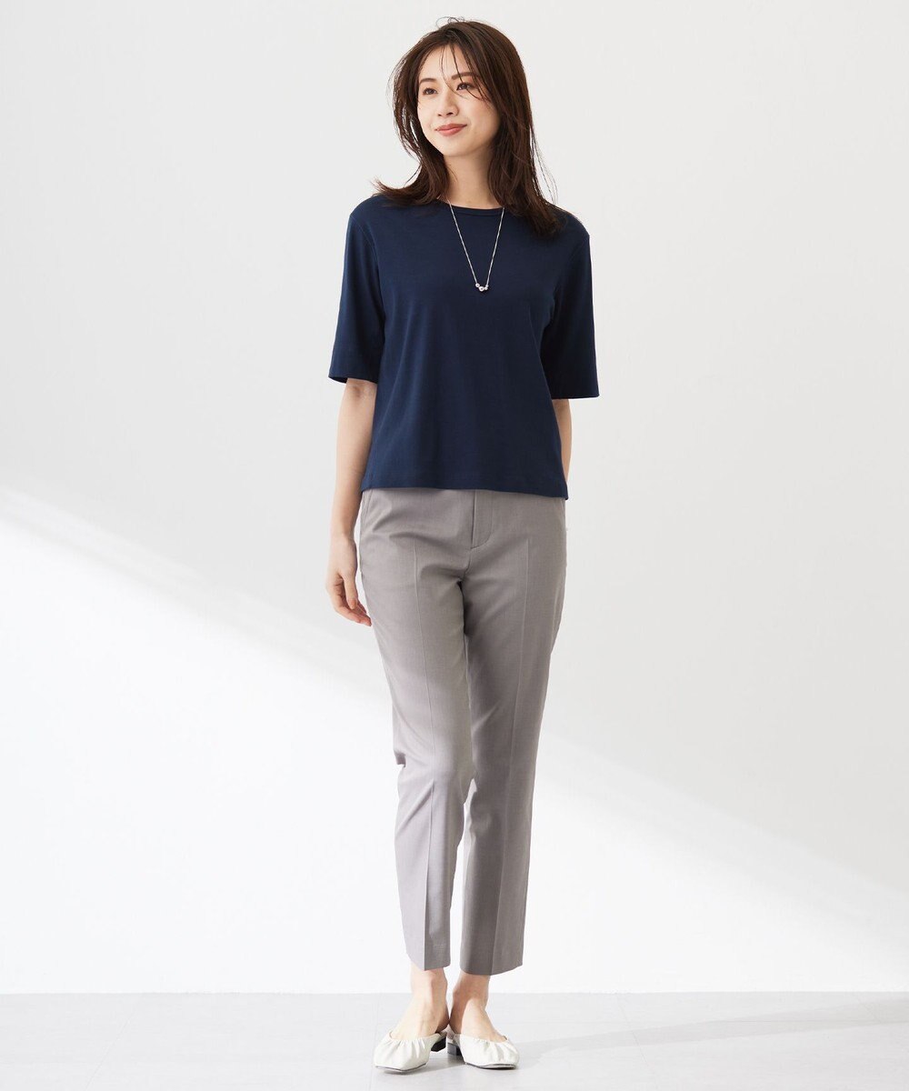 J.PRESS LADIES L 【セットアップ対応・洗える・撥水・防汚】コットンFITTYシャーク テーパード パンツ 