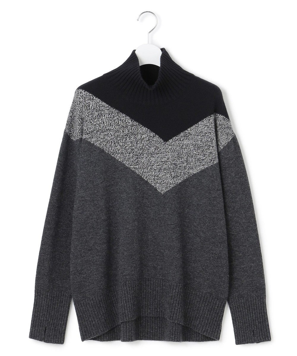 ICB L ソフトカシミヤミックス インターシャ ハイネックニット 