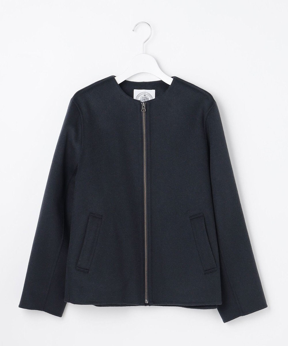 J.PRESS LADIES L ウールナイロンリバー ノーカラー コート 