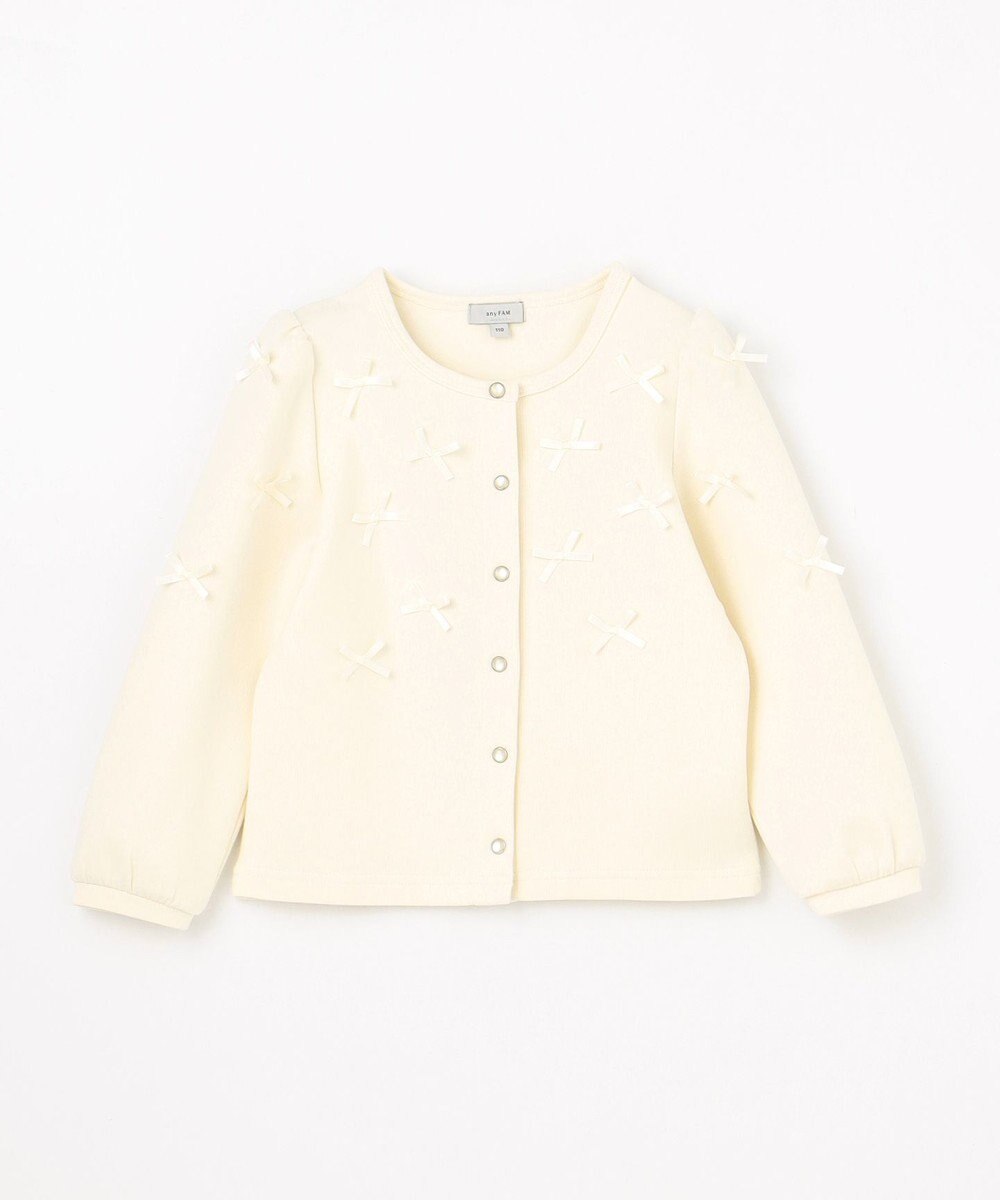 ANY KIDS スナップボタン リボンカーディガン 
