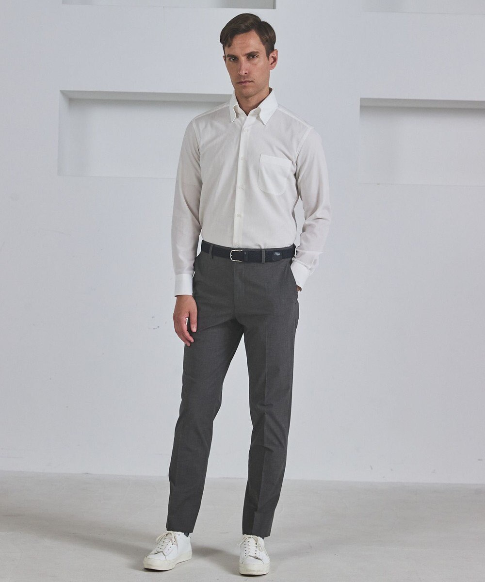 GOTAIRIKU 春夏向け【形態安定】SUMMERPREMIUMPLEATS_スナップダウンカラー _織柄_ 長袖ドレスシャツ(25年春夏モデル) 