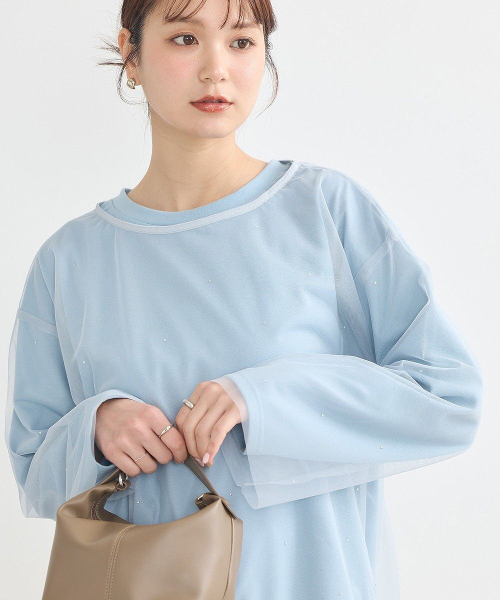 earth music&ecology ラインストーンチュールドッキングプルオーバー 