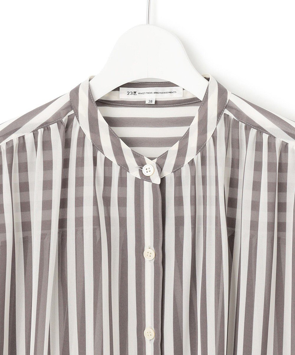 23区 L 【WEB&一部店舗限定/洗える】ストライププリント シフォン ブラウス 