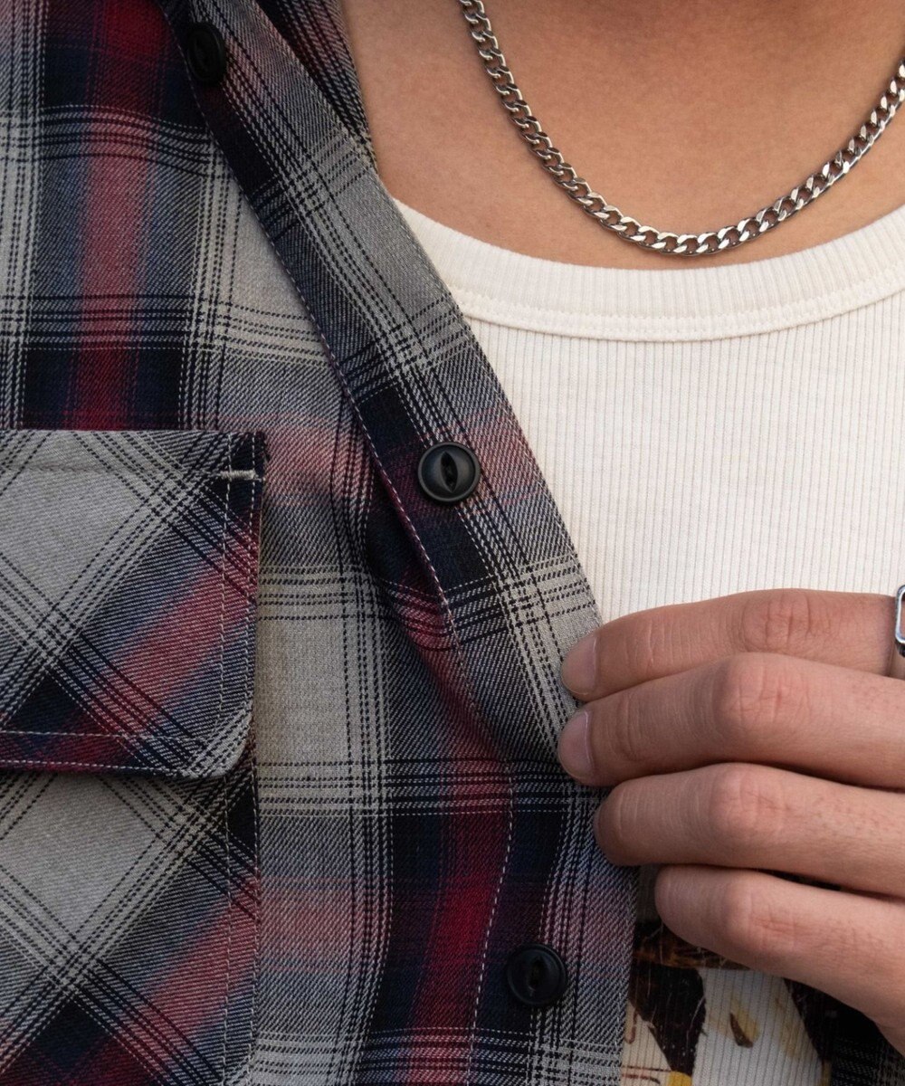 WEGO 【ユニセックス着用ITEM/MLサイズ展開】オンブレチェックフードシャツ（SS） 