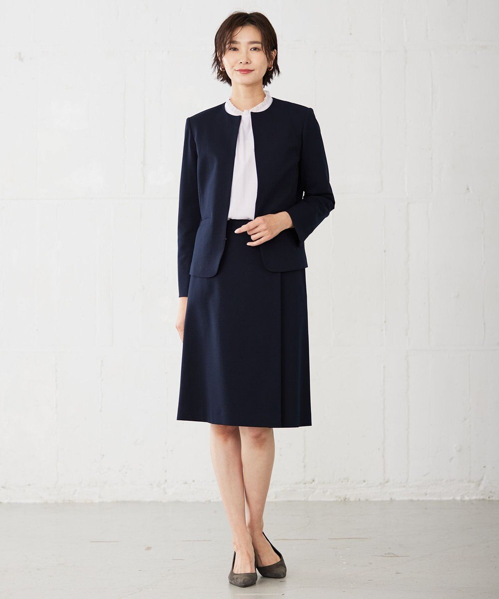 J.PRESS LADIES S カチオンストライプ フリルネック バンドカラー カットソー 