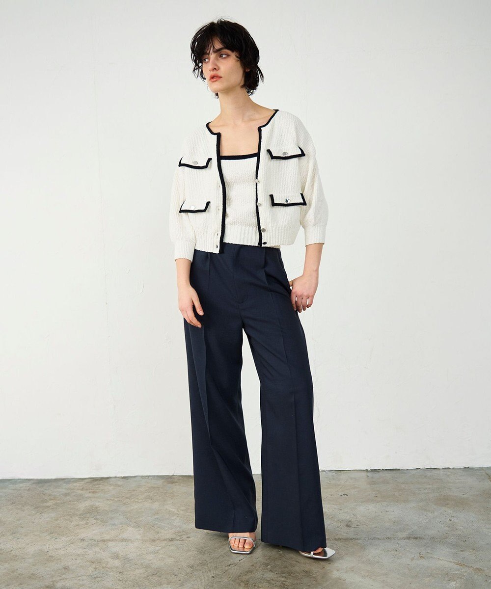 GRACE CONTINENTAL バイカラールーズニットカーディガン 