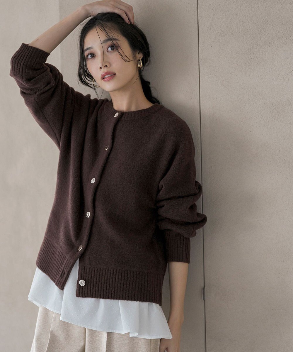 ANY SIS L 【前後着用可能】Airニット カーディガン 