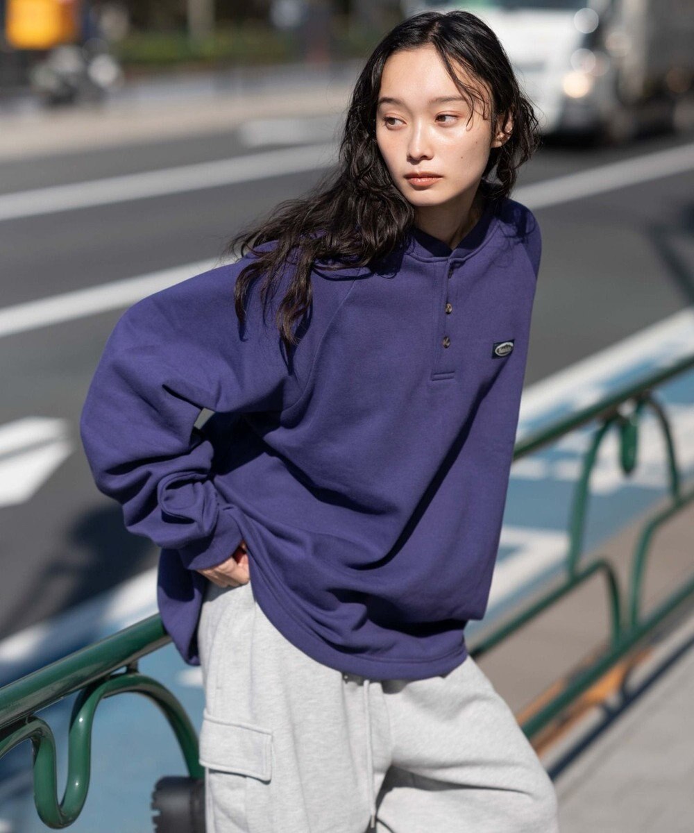 WEGO 【ユニセックス着用ITEM/MLサイズ展開/裏起毛】ショートドロストヘンリーネックプルオーバー 