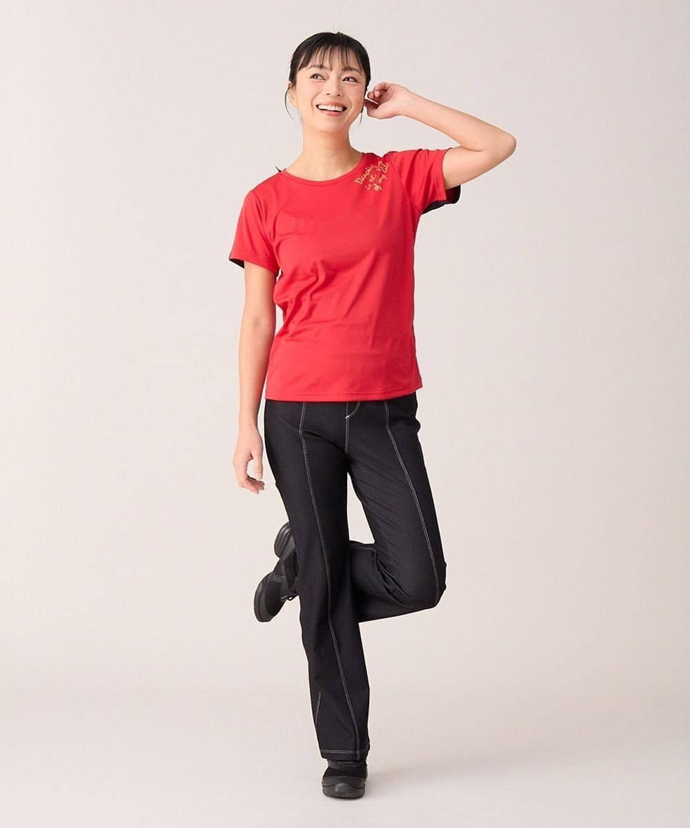 Chacott デニム調ブーツカットパンツ 