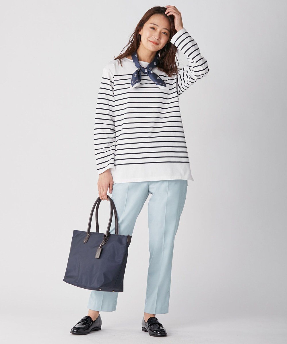 J.PRESS LADIES 【洗える】ポリエステルレーヨンマイクロギャバストレッチ テーパード パンツ 