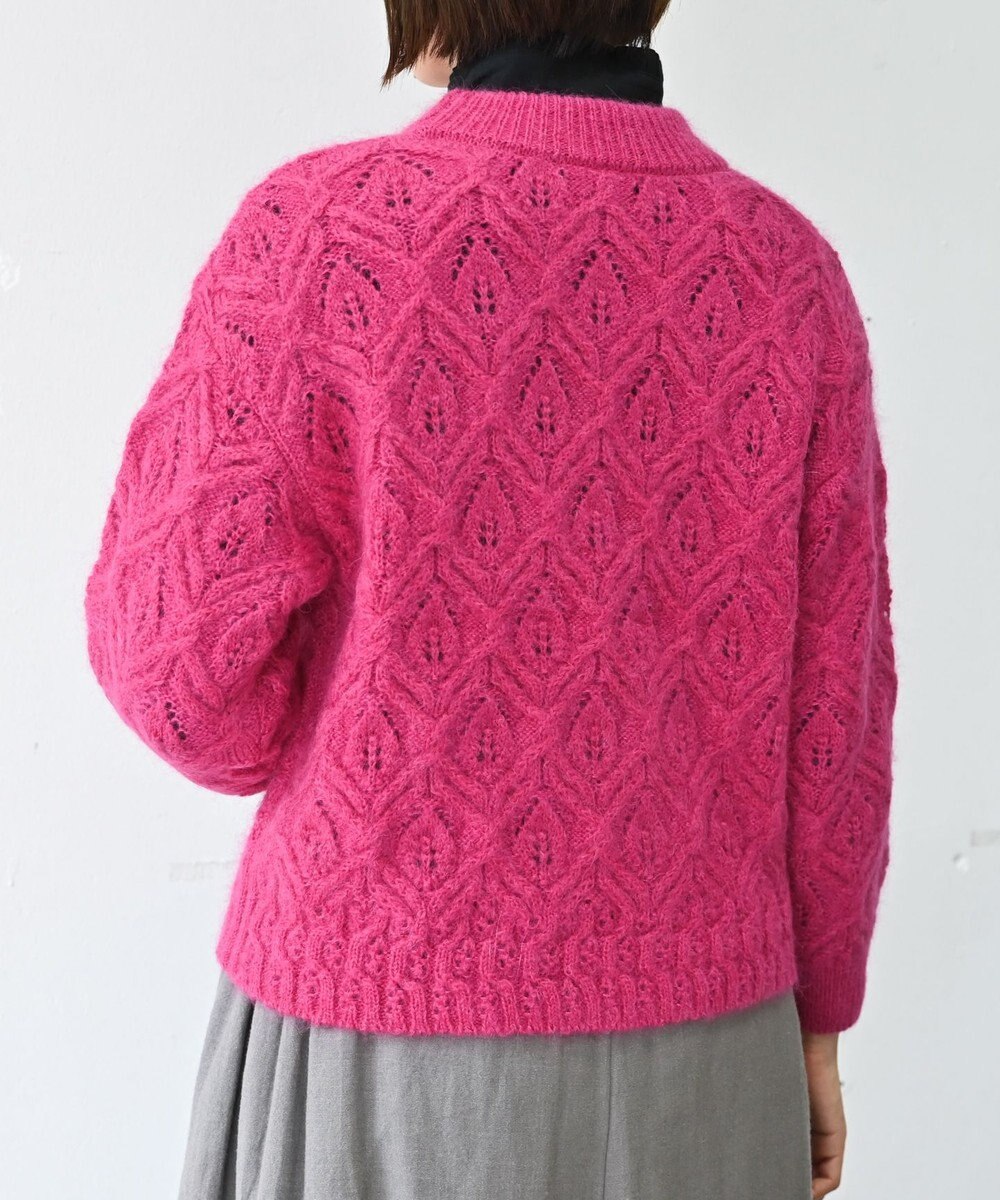 muuc 〈うっとり柔らか上質な極細繊維〉〈キッドモヘア×ウール×アルパカ×シルク〉リーフ模様編み セーター 