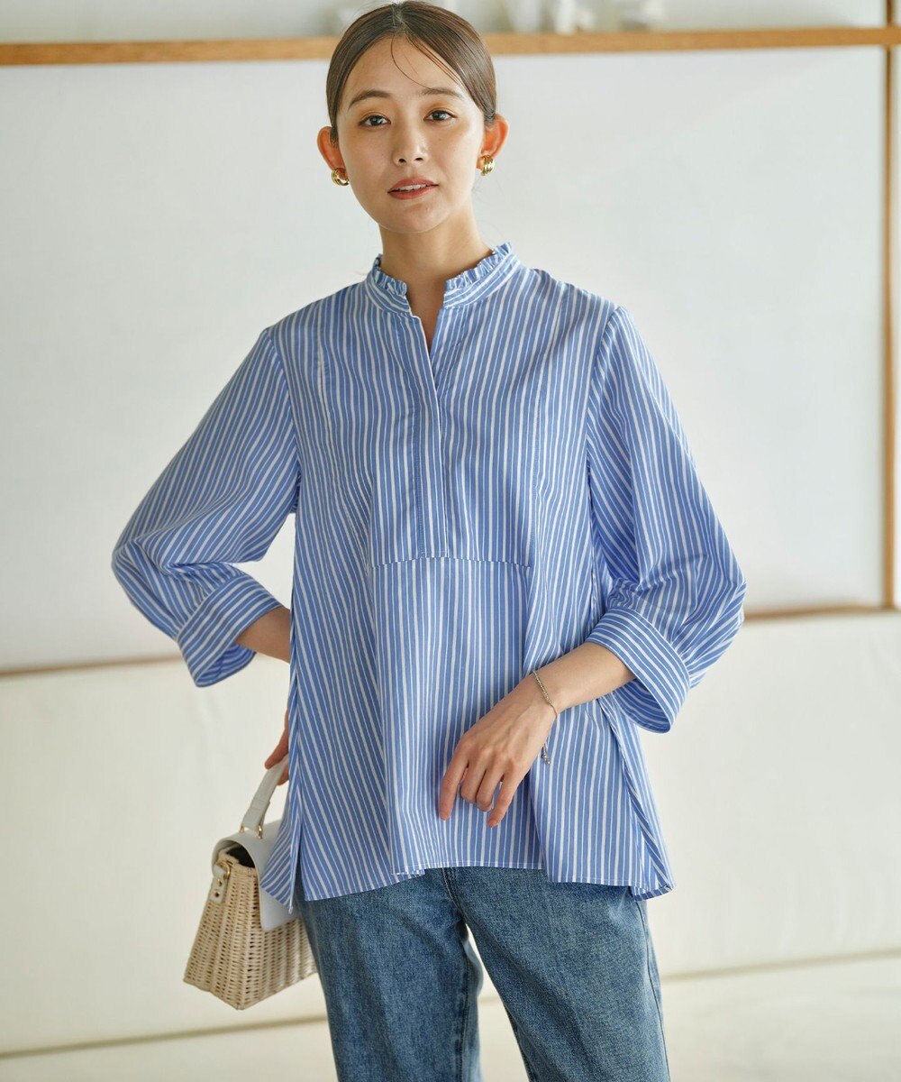 組曲 【WEB限定】ナイロンレーヨン スキッパーブラウス 