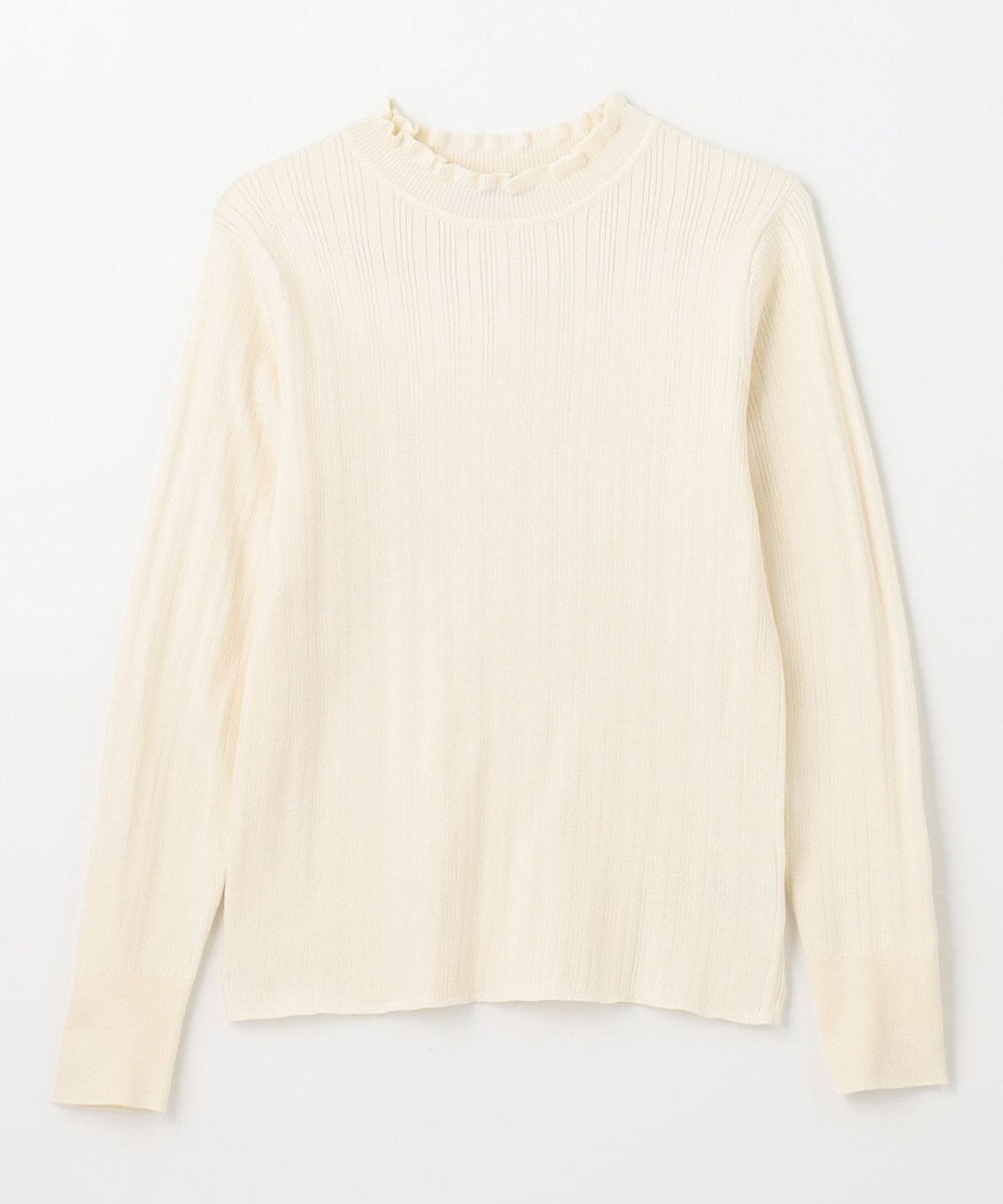 ANY 【洗濯機可/吸湿発熱】フリルネックリブニット 