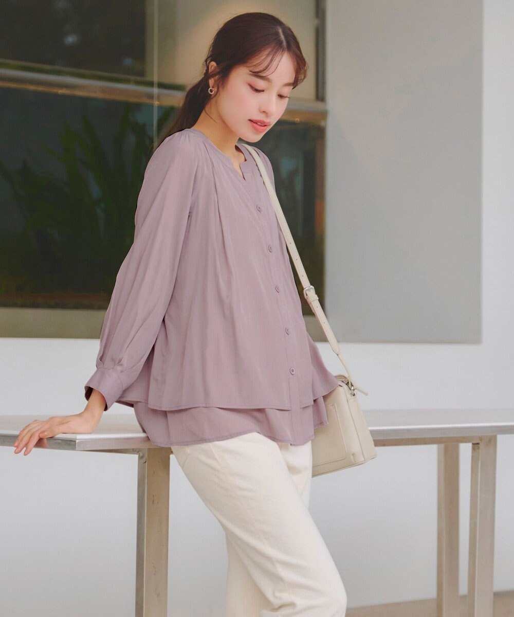 Tiaclasse 【新色追加・洗える】重ねヘムタックブラウス 