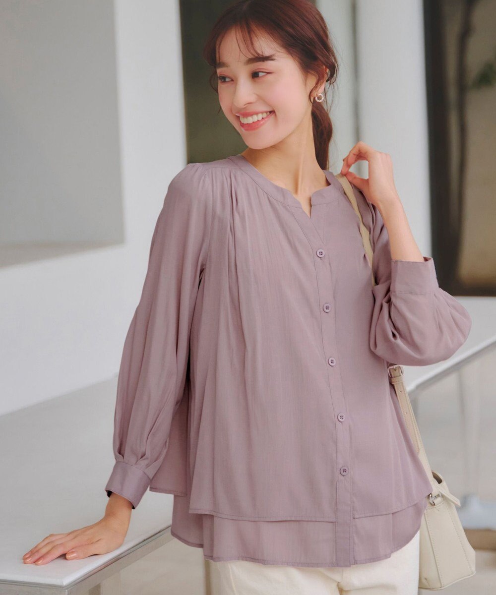 Tiaclasse 【新色追加・洗える】重ねヘムタックブラウス 