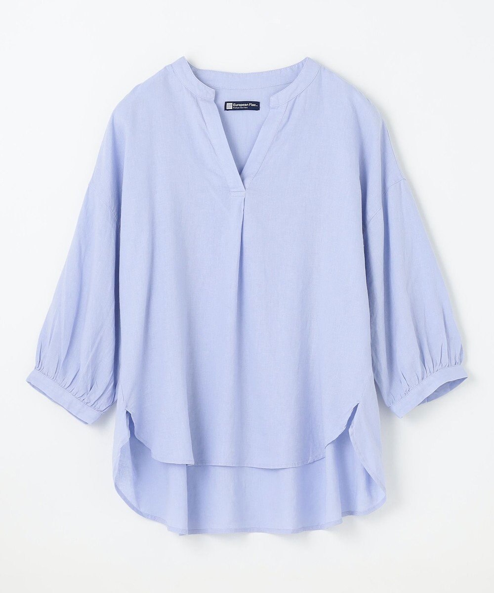 ANY L 【手洗い可能】ヨーロピアンリネンスキッパーネックブラウス 