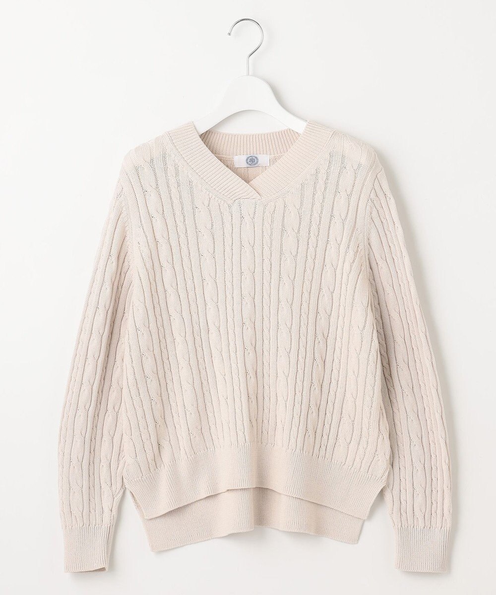 J.PRESS LADIES 【洗える】GIZA MERCERIZE COTTON ケーブル ニット 
