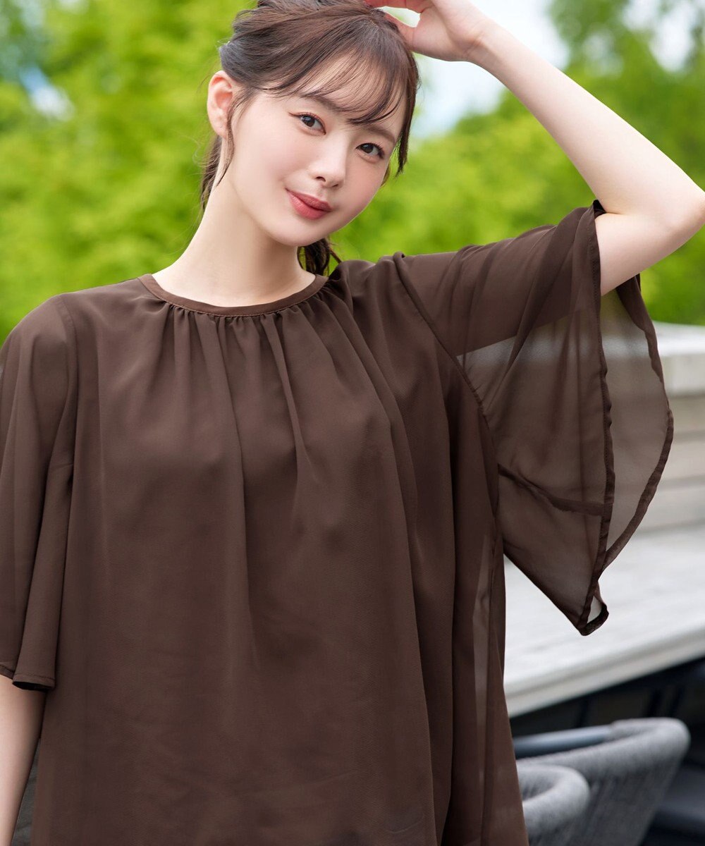 Tiaclasse シアーギャザーブラウス 
