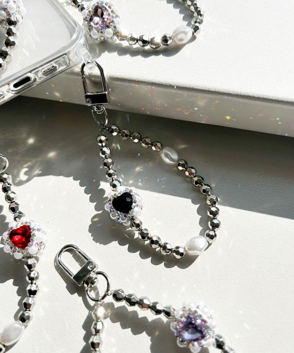 WEGO ハートビジューストラップキーホルダー 