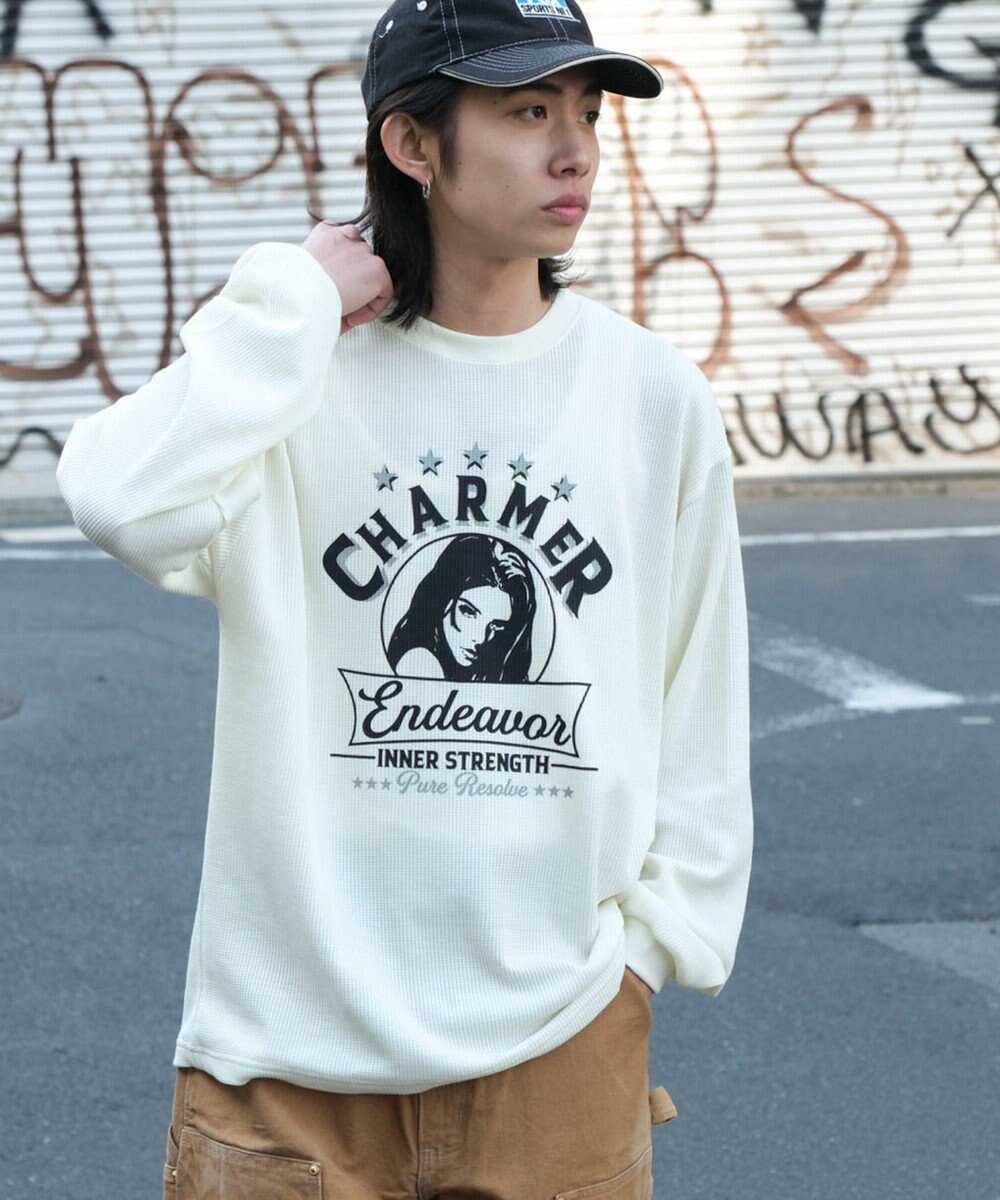 WEGO ワッフルグラフィックT（LS） 