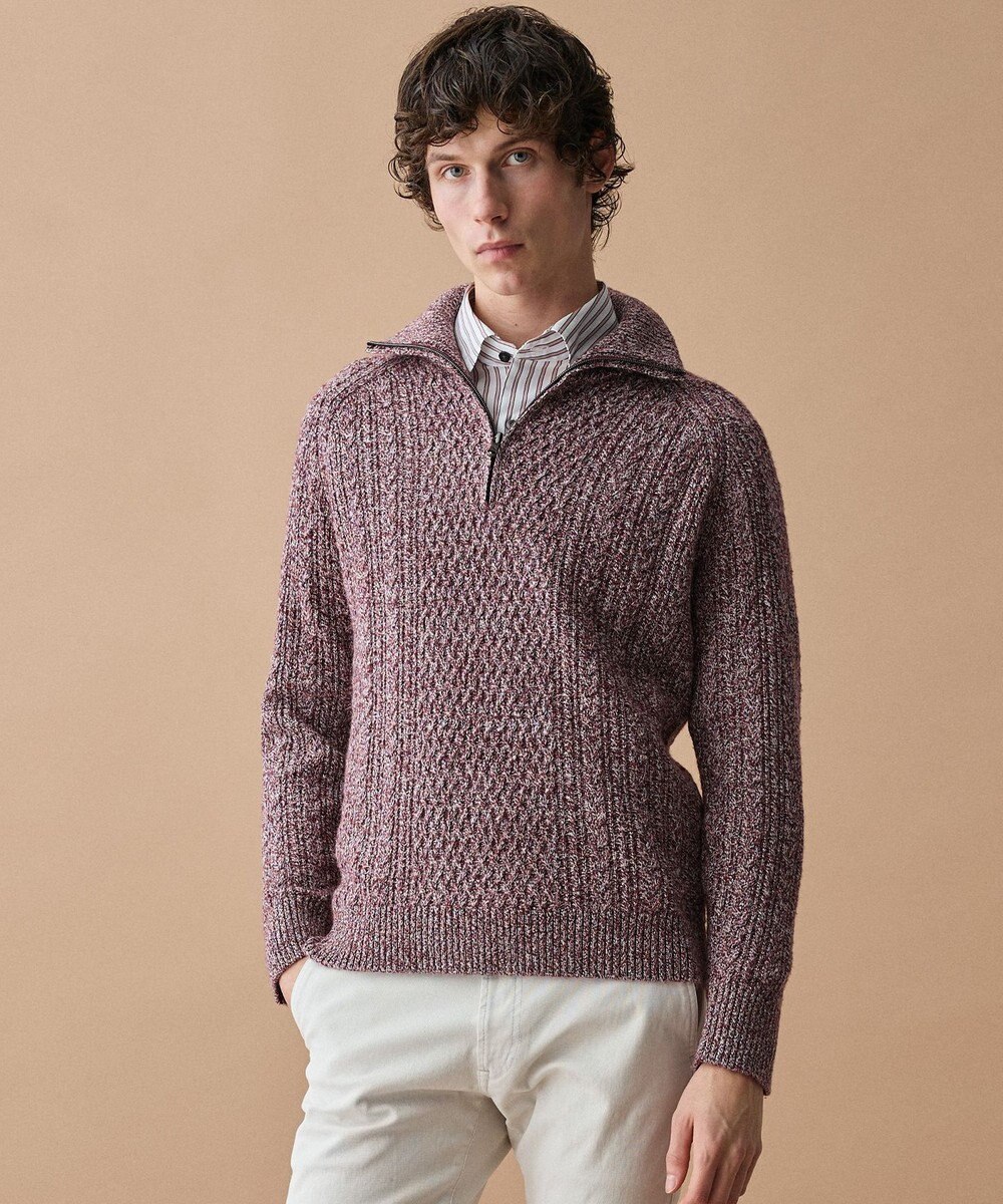 JOSEPH ABBOUD 【柔らか】ラムコットンハイネックジップ セーター 