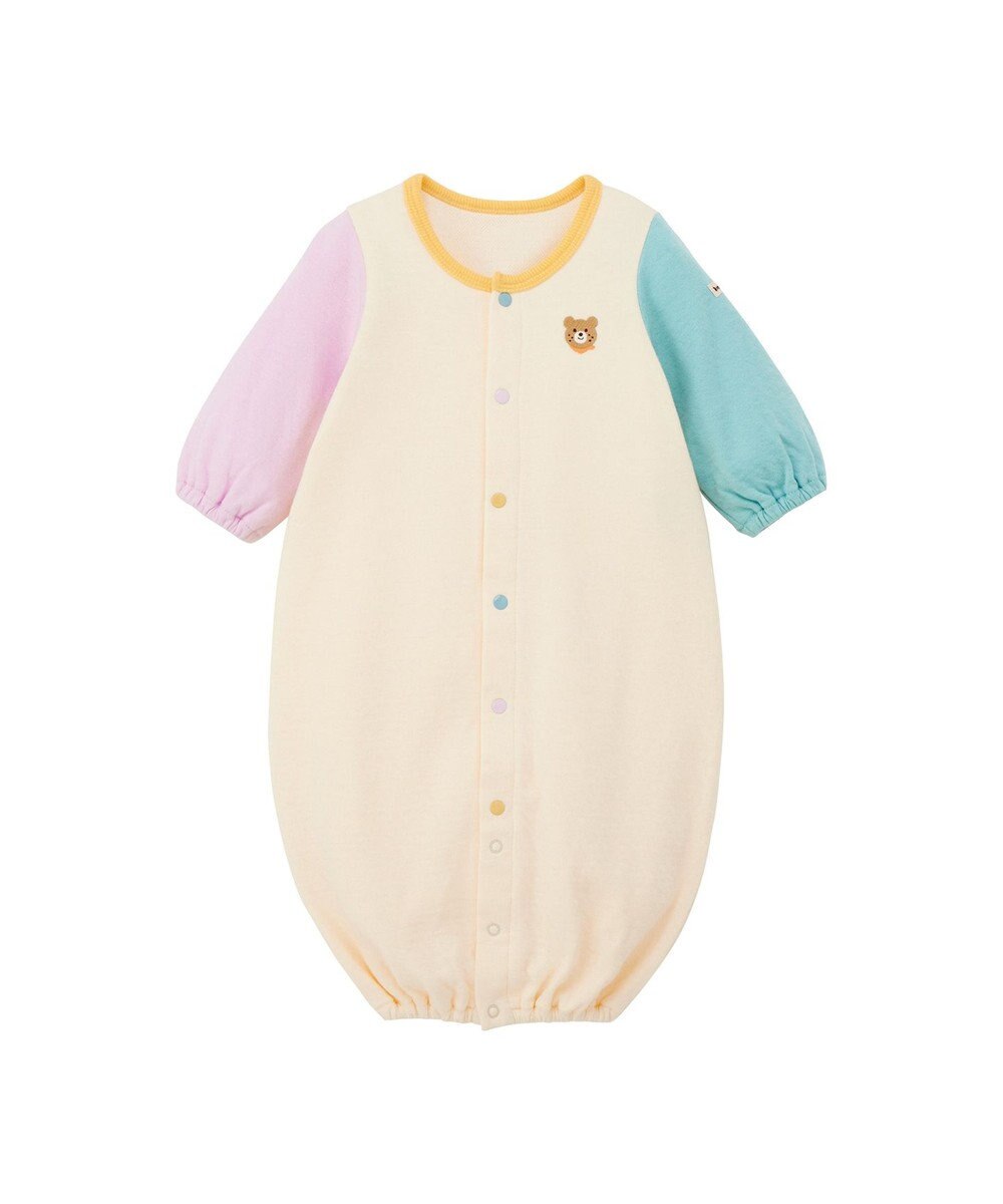 MIKI HOUSE HOT BISCUITS 【50-60cm】接結カノコ素材 ワンポイント刺繍 ツーウェイオール 