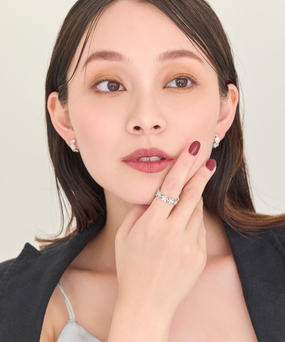 Phoebe フローラルビジューレースカフリング　シルバー 