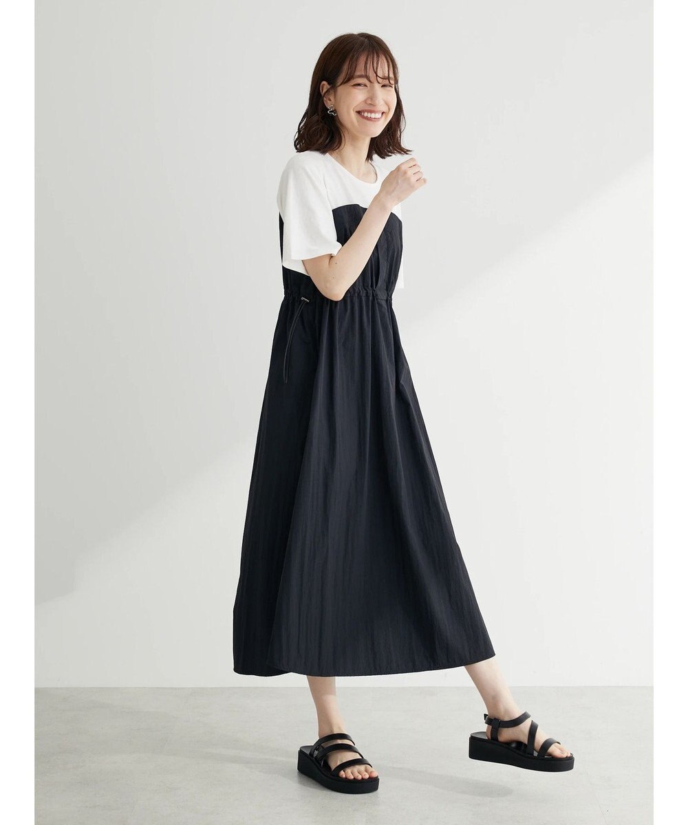 Green Parks 布帛ドッキングドロストワンピース 