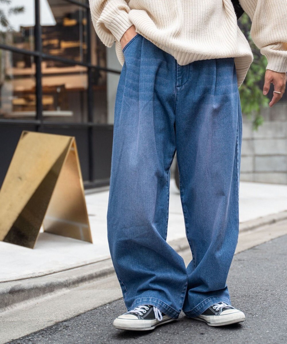 WEGO スケーターズ　タックワイドデニムパンツ 