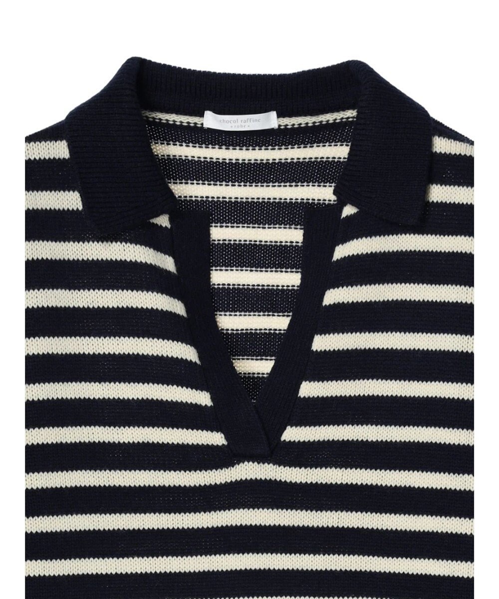 Green Parks キーネックボーダープルオーバー 