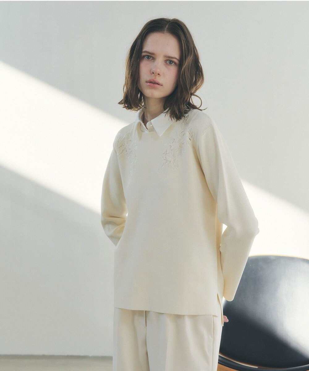 YECCA VECCA 2way襟付きレースニット 