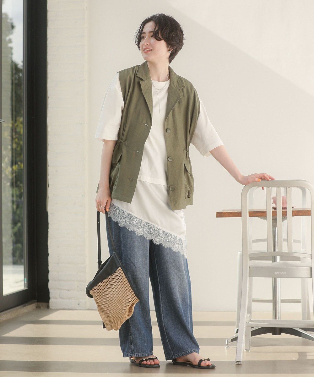 Green Parks レースドッキングＴシャツ 