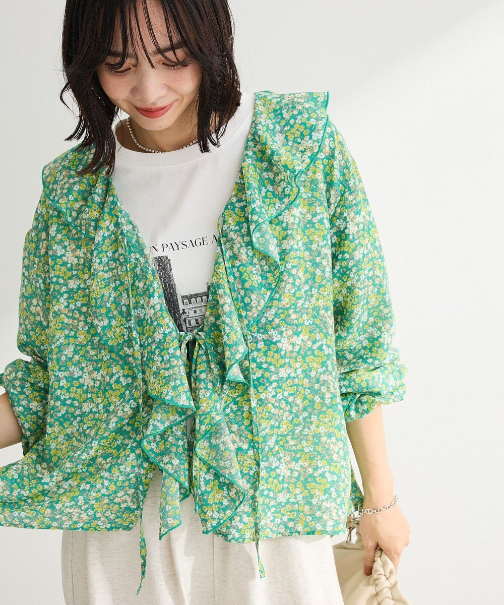 Green Parks 花柄フリルブラウス 