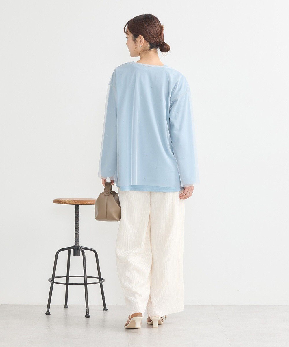 earth music&ecology ラインストーンチュールドッキングプルオーバー 