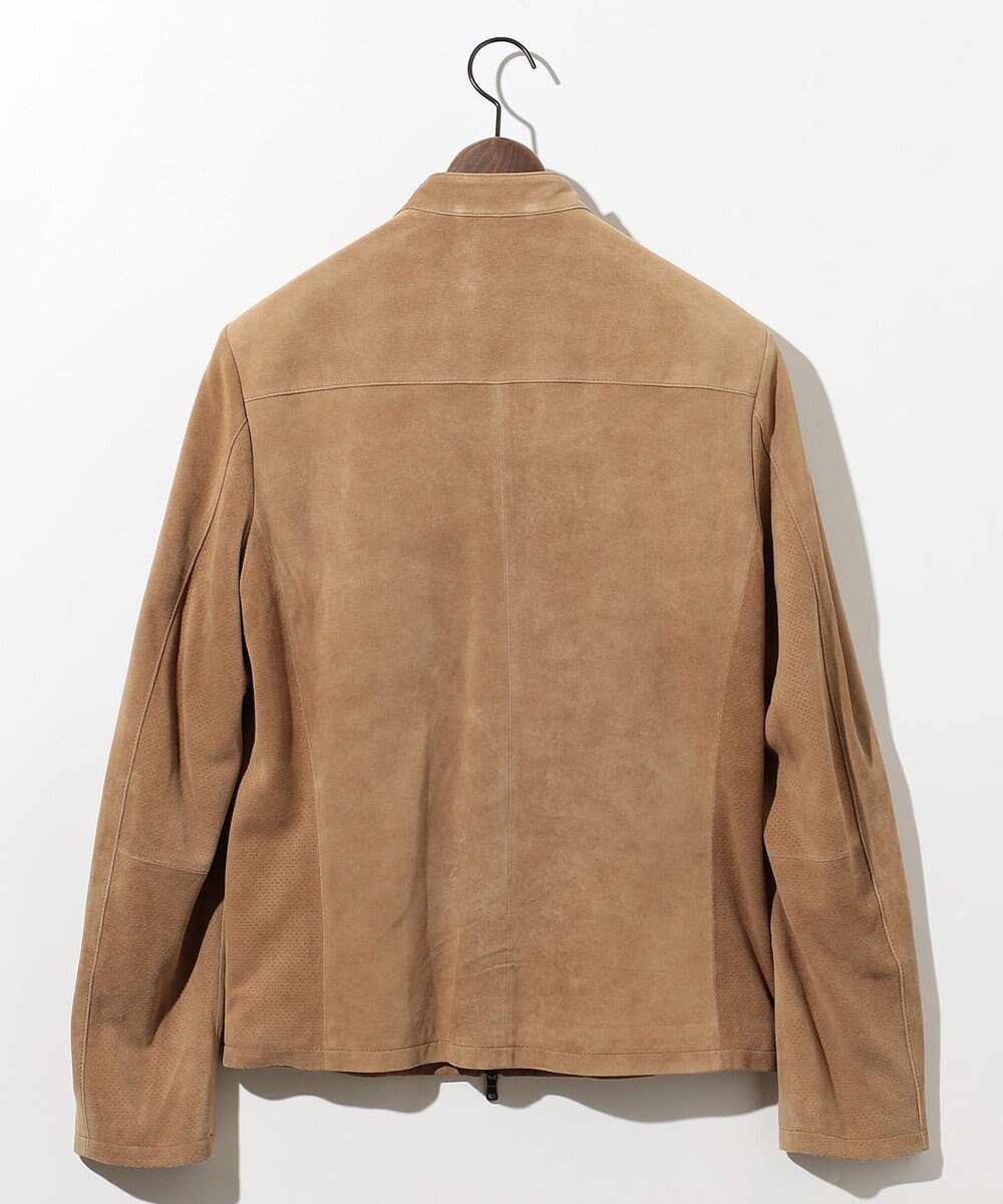 JOSEPH ABBOUD 【スプリングレザー/スウェード】ゴートスウェード シングルライダース ジャケット 