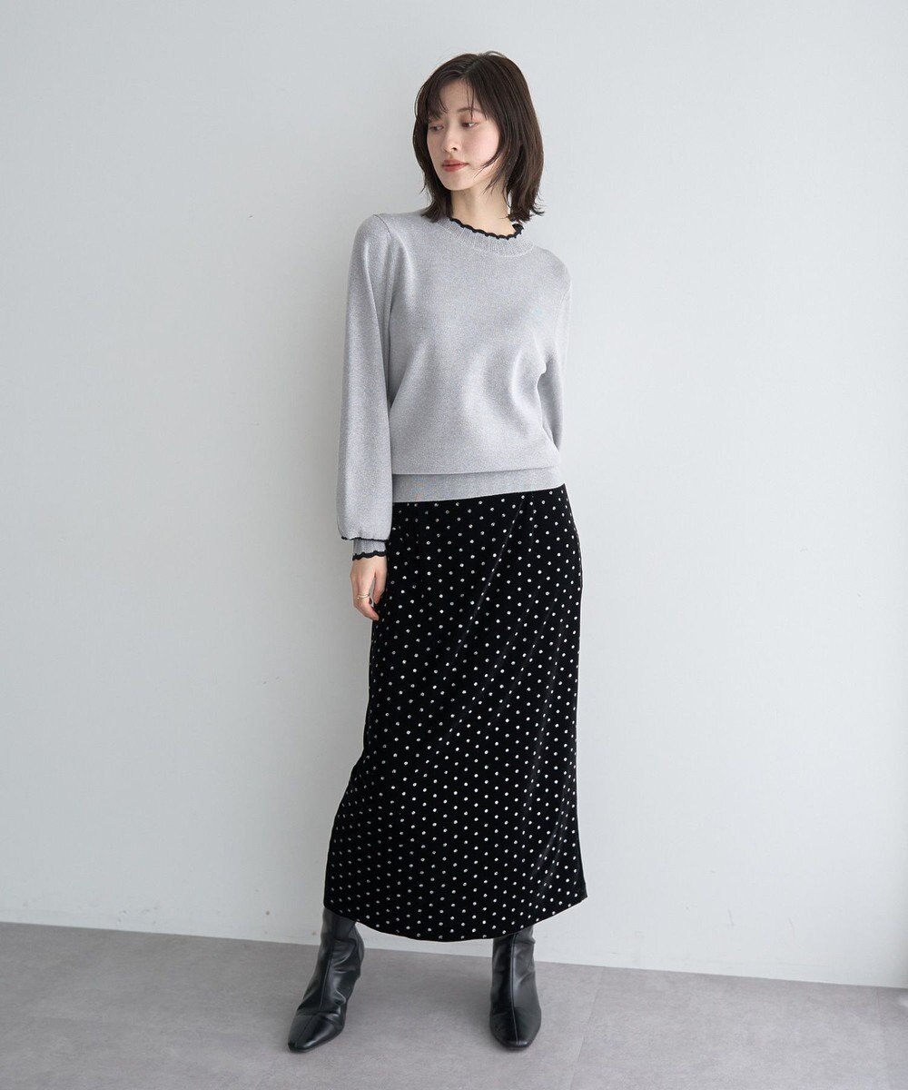 YECCA VECCA グリッタードットベロアナロースカート 