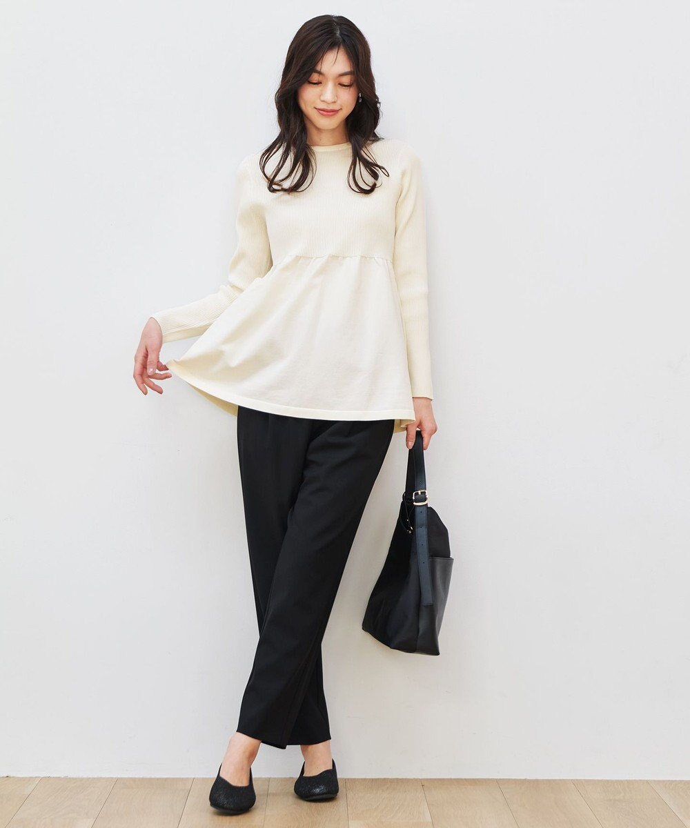 ANY L リブコンビペプラムニット 