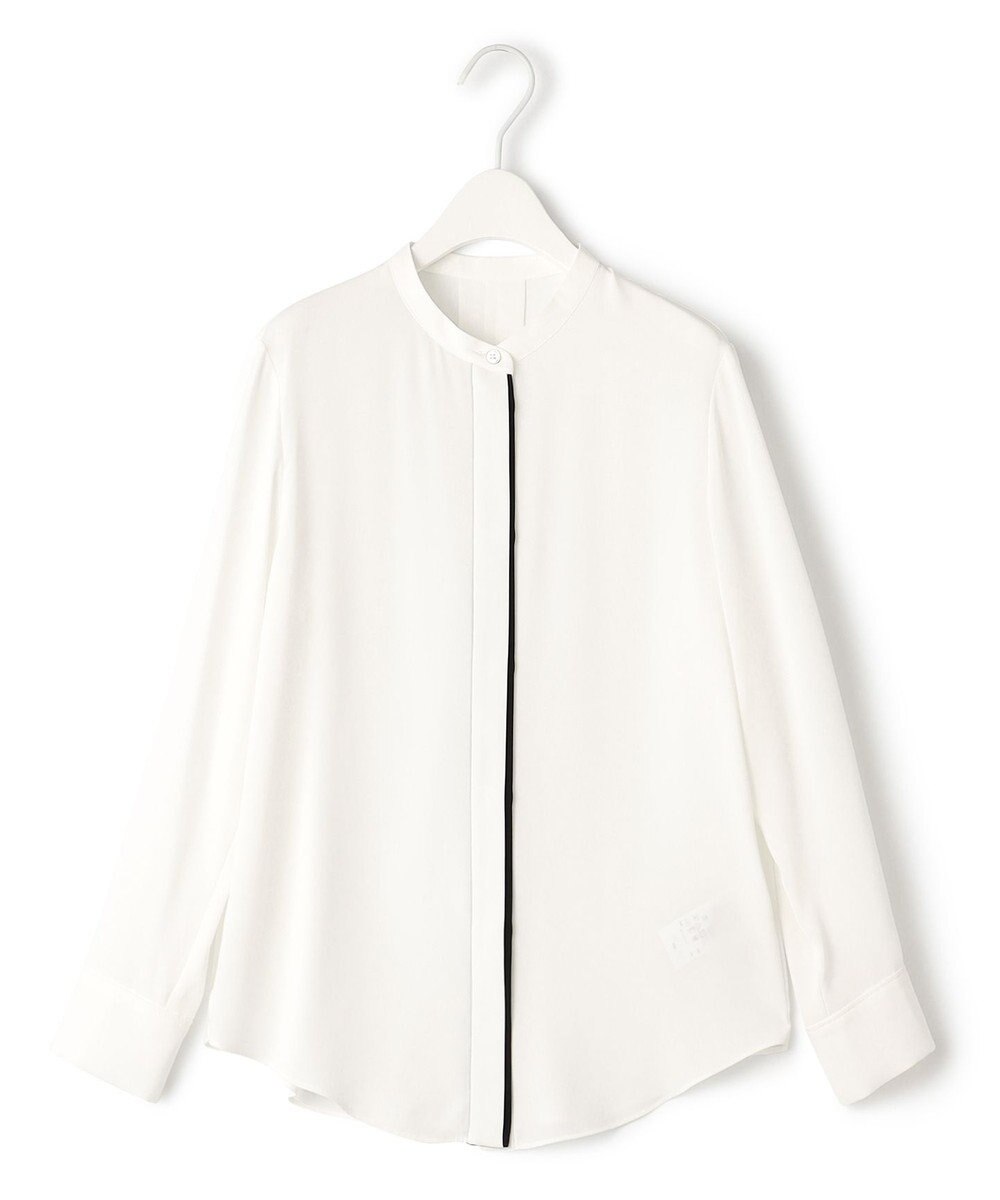 ICB 【WEB限定カラーあり・速乾・洗える】BackSatinAmunzen バンドカラーブラウス 