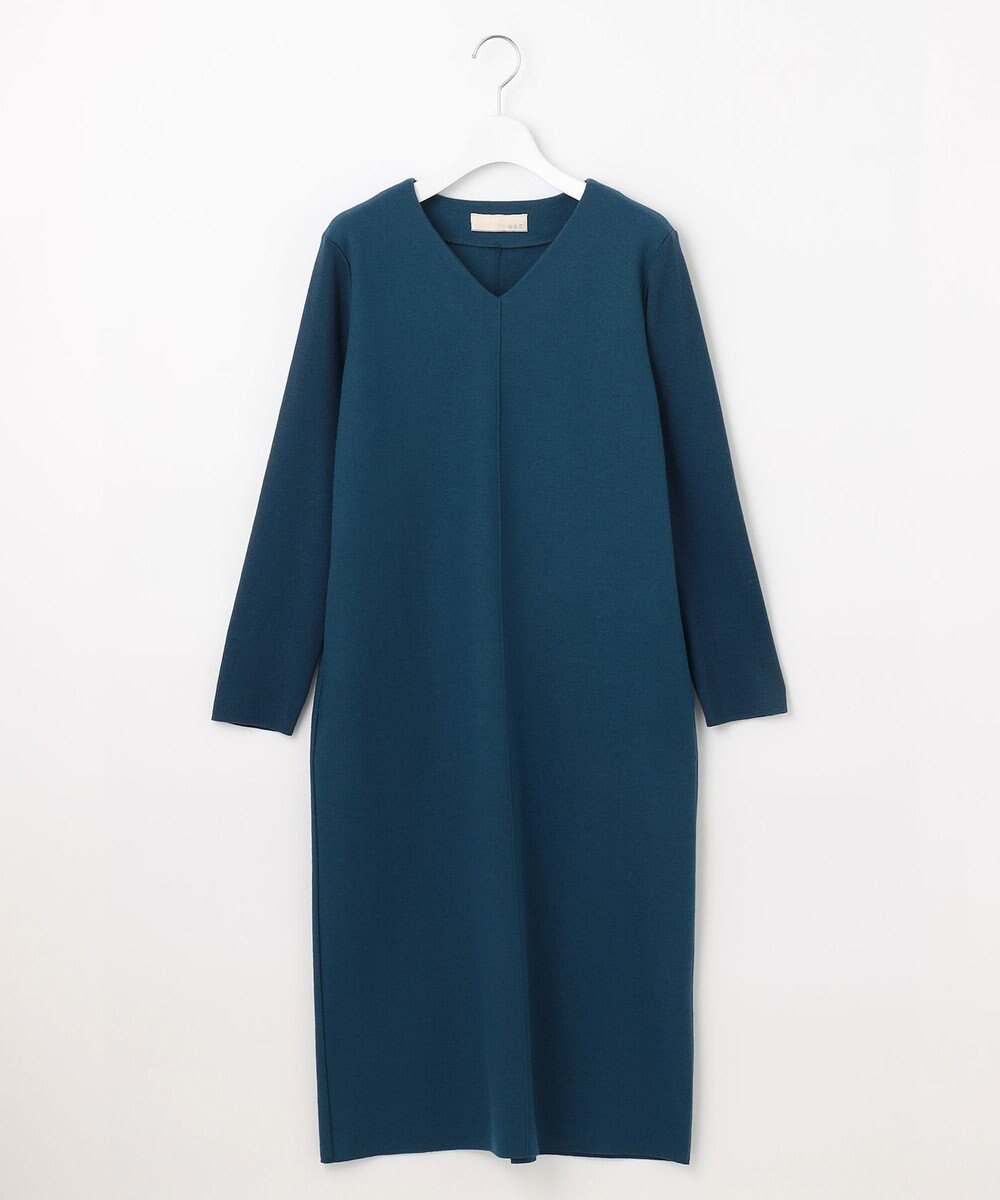 自由区 L ウールニットコンビジャージーVネック ワンピース 