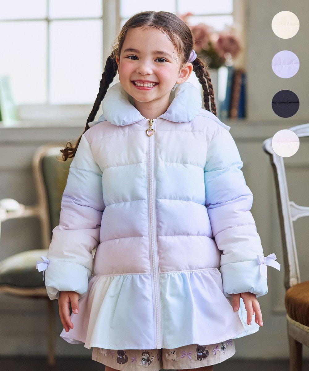 ANY KIDS 【フード取り外し/洗濯機可能】中綿フリル リボンコート 