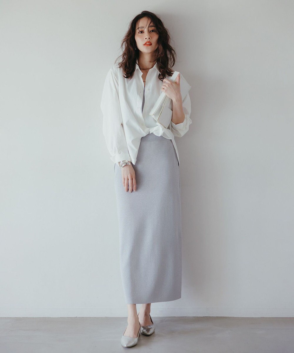 UNFILO 【MAG×スタイリストコラボ】イージーケアシャツ×ラメIラインスカート 