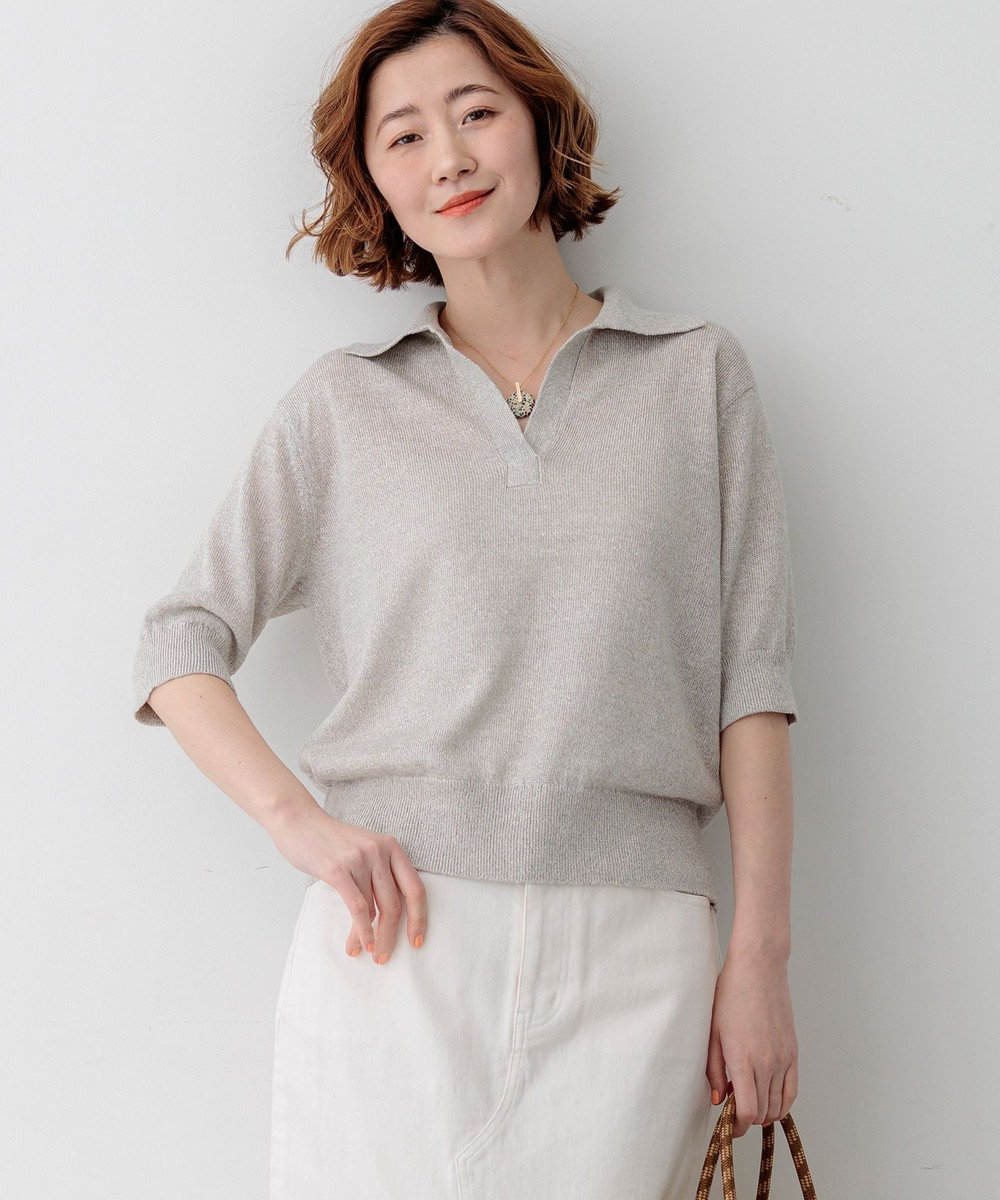 23区 【CanCam掲載】ピュアリネン スキッパー ポロニット 