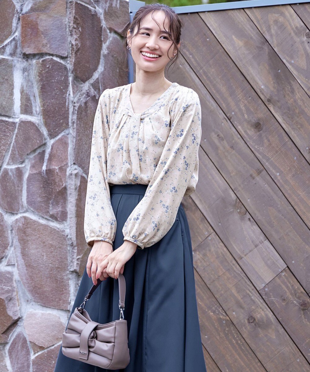 Tiaclasse 【スマート裏起毛】 ボウタイ風ブラウス 