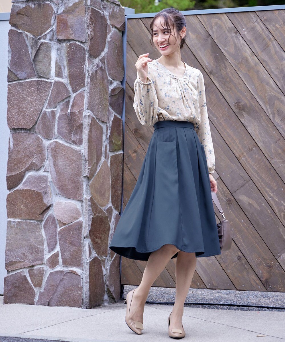 Tiaclasse 【スマート裏起毛】 ボウタイ風ブラウス 