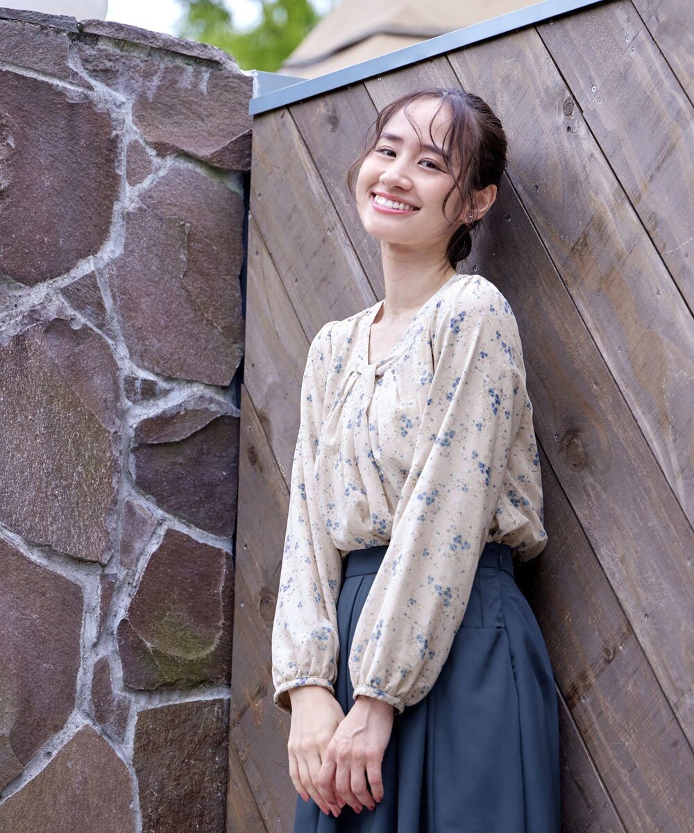 Tiaclasse 【スマート裏起毛】 ボウタイ風ブラウス 