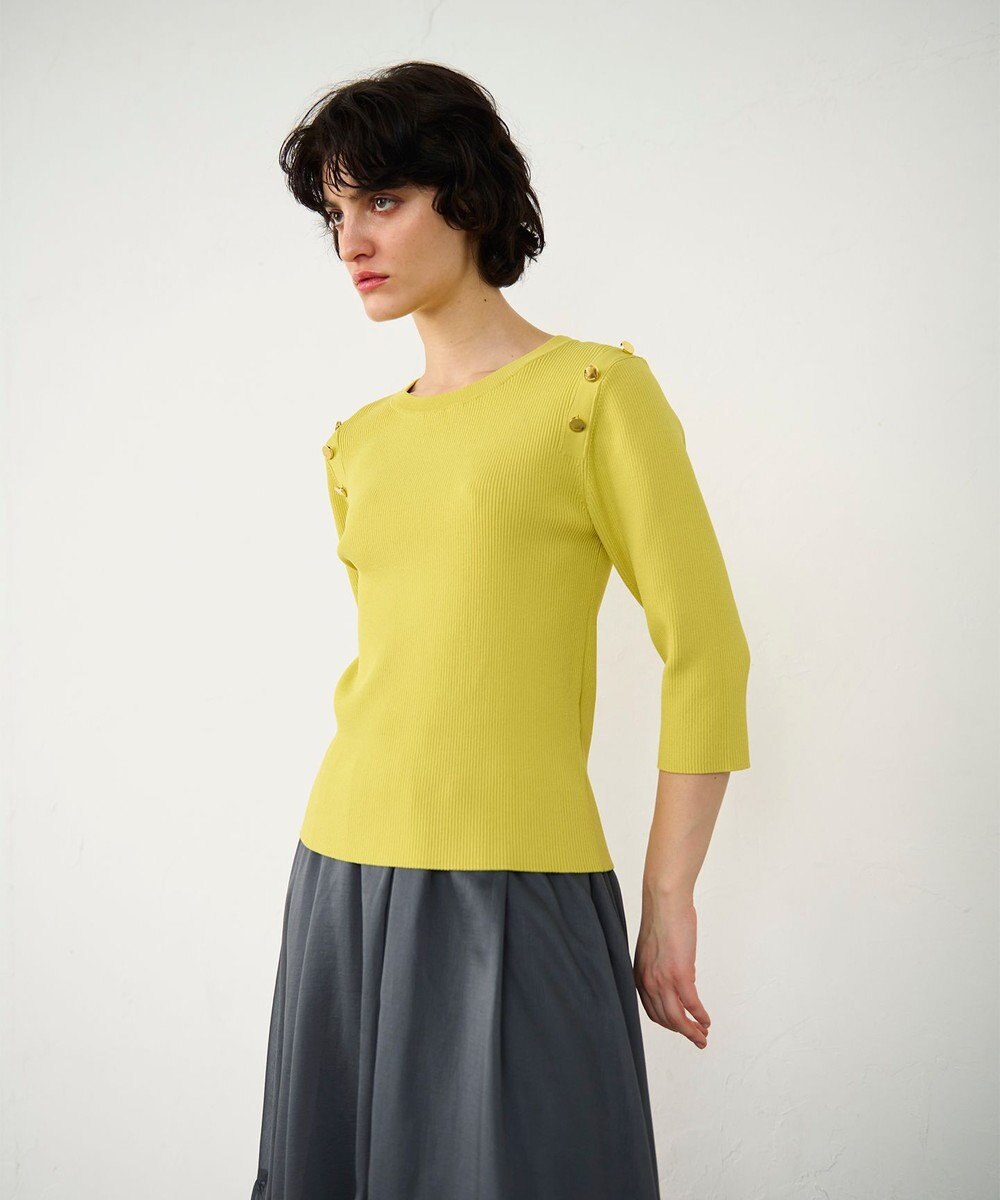 GRACE CONTINENTAL メタル釦リブニットトップ 